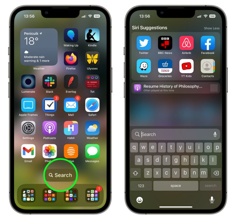 和顺苹果手机维修分享升级到 iOS 16 后，如何删除主屏幕上的搜索按钮 