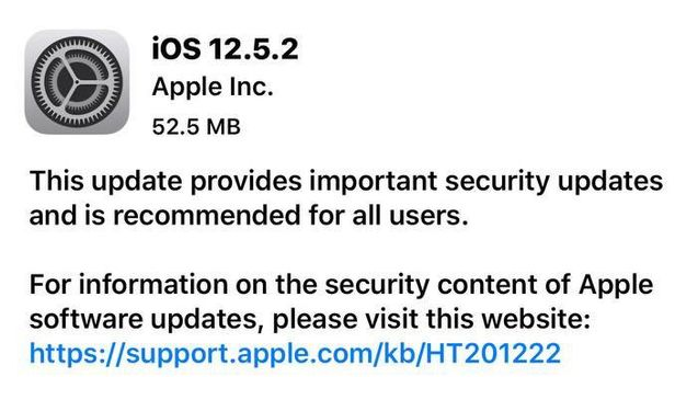 和顺苹果手机维修分享iOS12.5.2发布，建议所有老苹果用户安装 